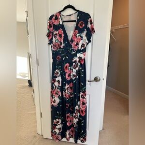 OUGES Floral Maxi Dress | XXL | Pockets